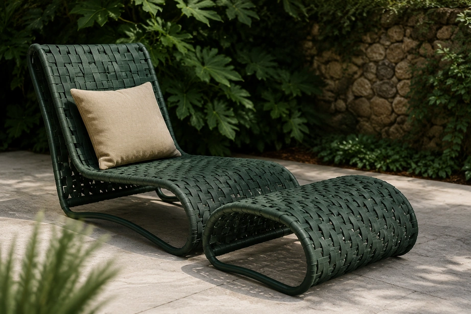 Chaise de jardim trançada com corda náutica chata